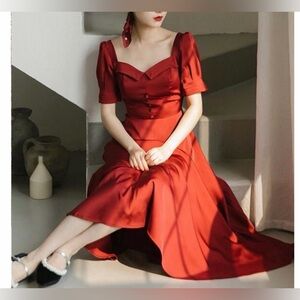 Wine Red Puff Sleeve Dress in size Medium